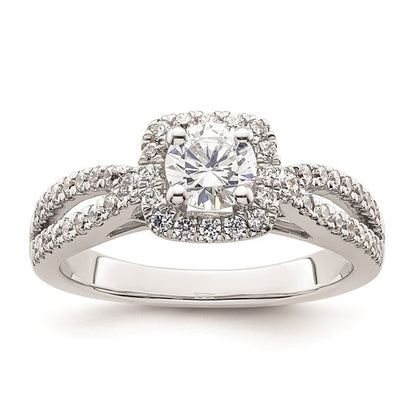 14k White Gold Halo Plus (Holds 1/2 carat (5.2mm) Round Center) 1/2 carat Diamond Semi-Mount Engagement Ring