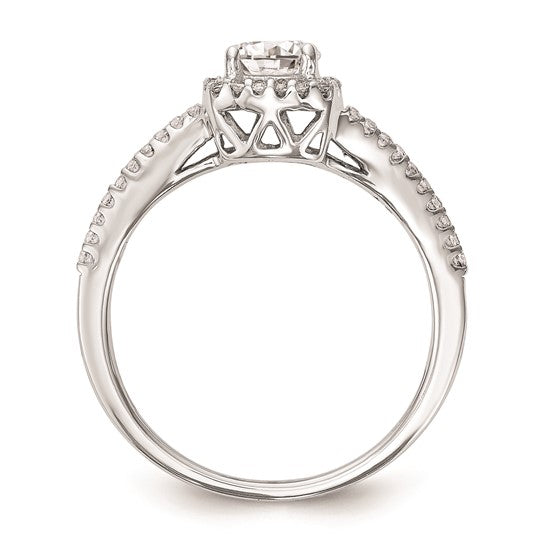 14K White Gold Halo Plus (Holds 1/2 carat (5.2mm) Round Center) 1/5 carat Diamond Semi-Mount Engagement Ring