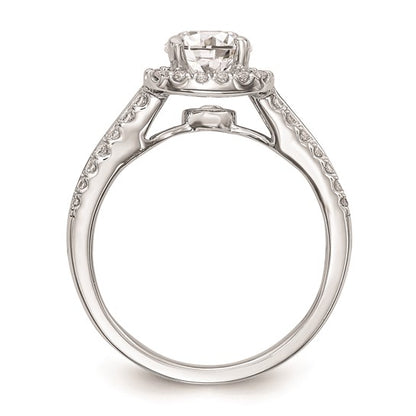 14K White Gold Halo Plus (Holds 1 carat (6.5mm) Round Center) 1/2 carat Diamond Semi-Mount Engagement Ring