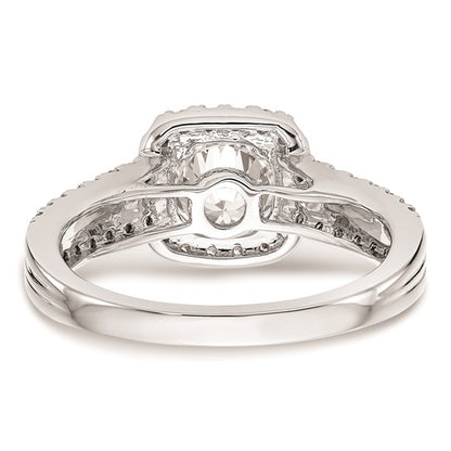 14K White Gold Halo Plus (Holds 1 carat (6.5mm) Round Center) 1/2 carat Diamond Semi-Mount Engagement Ring