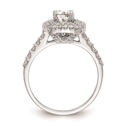 14K White Gold Double Halo (Holds 7/8 carat (6.2mm) Round Center) 1/2 carat Diamond Semi-Mount Engagement Ring