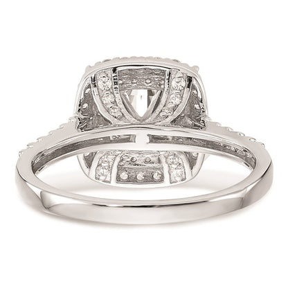 14K White Gold Double Halo (Holds 7/8 carat (6.2mm) Round Center) 1/2 carat Diamond Semi-Mount Engagement Ring