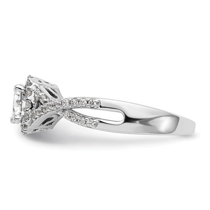 14K White Gold Lab Grown Diamond Complete Halo Engagement Ring