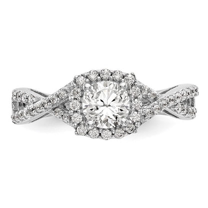 14K White Gold Lab Grown Diamond Complete Halo Engagement Ring