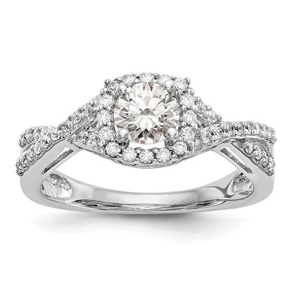 14K White Gold Lab Grown Diamond Complete Halo Engagement Ring