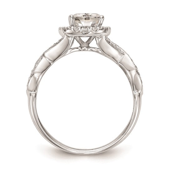 14K White Gold Halo Plus (Holds 1 carat (6.2mm) Cushion Center) 3/8 carat Diamond Semi-Mount Engagement Ring