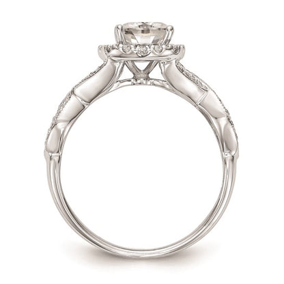 14K White Gold Halo Plus (Holds 1 carat (6.2mm) Cushion Center) 3/8 carat Diamond Semi-Mount Engagement Ring