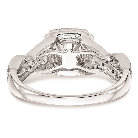 14K White Gold Halo Plus (Holds 1 carat (6.2mm) Cushion Center) 3/8 carat Diamond Semi-Mount Engagement Ring