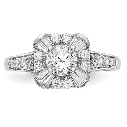 14kw Round Diamond Semi-Mount Cushion Halo Engagement Ring