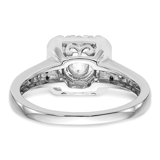 14kw Round Diamond Semi-Mount Cushion Halo Engagement Ring