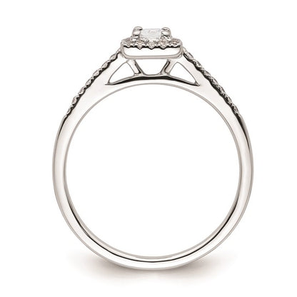 14K White Gold Halo Plus (Holds 1/4 carat (3.00mm) Princess Center) 1/6 carat Diamond Semi-Mount Engagement Ring