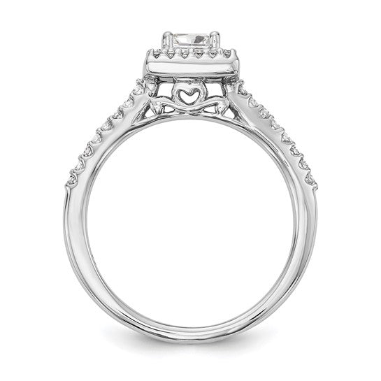 14K White Gold Diamond Princess Semi-Mount Square Halo Engagement Ring