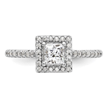 14K White Gold Diamond Princess Semi-Mount Square Halo Engagement Ring