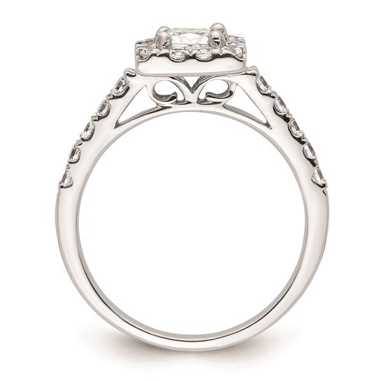 14K White Gold Halo Plus (Holds 1/2 carat (4.5mm) Princess Center) 1/2 carat Diamond Semi-Mount Engagement Ring