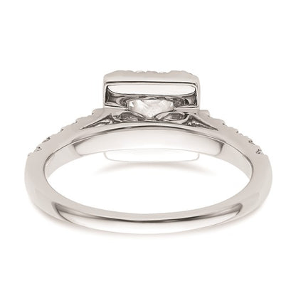 14K White Gold Halo Plus (Holds 1/2 carat (4.5mm) Princess Center) 1/2 carat Diamond Semi-Mount Engagement Ring