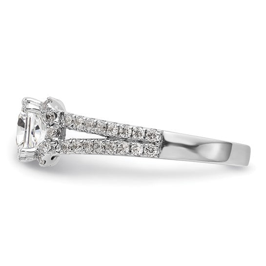 14K White Gold Diamond Princess Semi-Mount Square Halo Engagement Ring