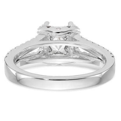 14K White Gold Diamond Princess Semi-Mount Square Halo Engagement Ring