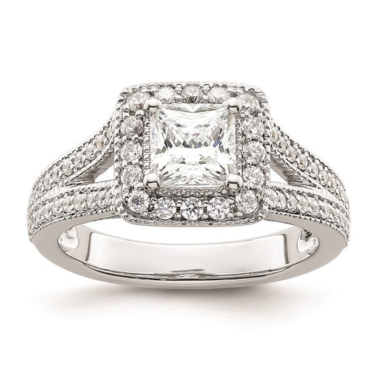 Princess Halo Diamond Semi-mount Engagement Rings