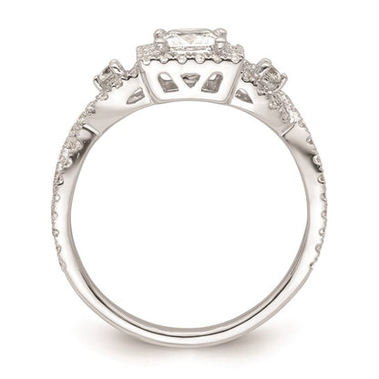 14K White Gold Halo Plus (Holds 1/2 carat (4.5mm) Princess Center) 5/8 carat Diamond Semi-Mount Engagement Ring