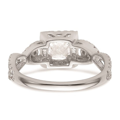 14K White Gold Halo Plus (Holds 1/2 carat (4.5mm) Princess Center) 5/8 carat Diamond Semi-Mount Engagement Ring