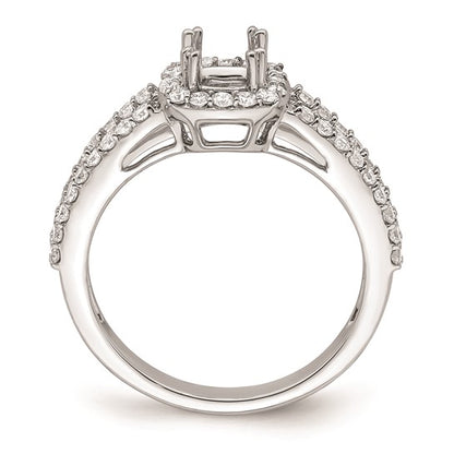 14K White Gold Halo Plus (Holds 1/2 carat (4.8mm) Cushion Center) 1/2 carat Diamond Semi-Mount Engagement Ring