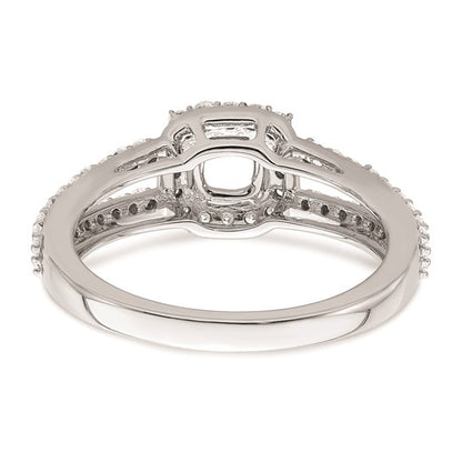 14K White Gold Halo Plus (Holds 1/2 carat (4.8mm) Cushion Center) 1/2 carat Diamond Semi-Mount Engagement Ring