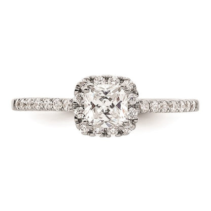 14K White Gold Halo Plus (Holds 1/2 carat (4.5mm) Cushion Center) 1/4 carat Diamond Semi-Mount Engagement Ring