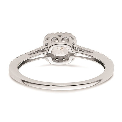 14K White Gold Halo Plus (Holds 1/2 carat (4.5mm) Cushion Center) 1/4 carat Diamond Semi-Mount Engagement Ring