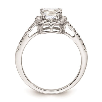 14K White Gold Halo Plus (Holds 1.75 carat (7.00mm) Cushion Center) 3/8 carat Diamond Semi-Mount Engagement Ring