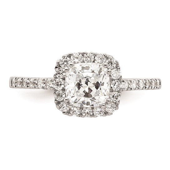 14K White Gold Halo Plus (Holds 1.75 carat (7.00mm) Cushion Center) 3/8 carat Diamond Semi-Mount Engagement Ring