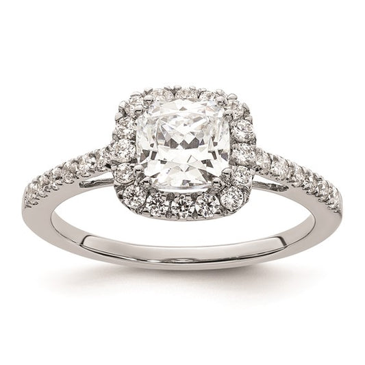 14K White Gold Halo Plus (Holds 1.75 carat (7.00mm) Cushion Center) 3/8 carat Diamond Semi-Mount Engagement Ring