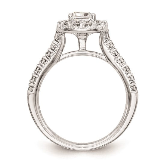 14K White Gold Halo Plus (Holds 1/2 carat (4.8mm) Cushion Center) 3/4 carat Diamond Semi-Mount Engagement Ring