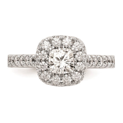 14K White Gold Halo Plus (Holds 1/2 carat (4.8mm) Cushion Center) 3/4 carat Diamond Semi-Mount Engagement Ring