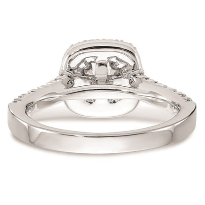 14K White Gold Halo Plus (Holds 1/2 carat (4.8mm) Cushion Center) 3/4 carat Diamond Semi-Mount Engagement Ring