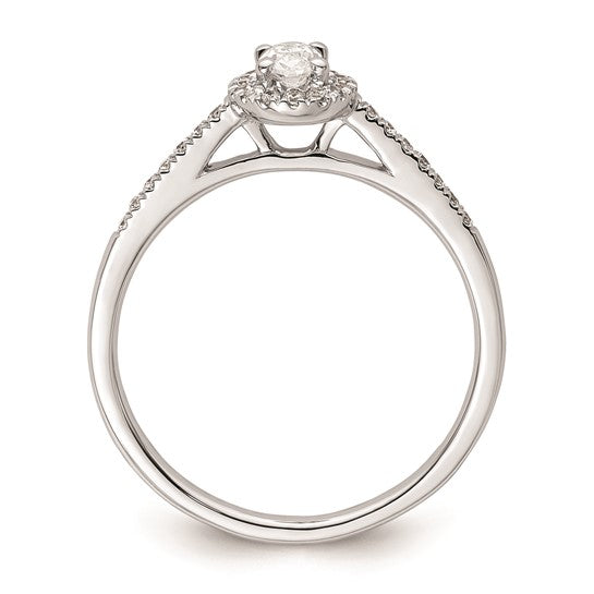 14K White Gold Halo Plus (Holds 1/4 carat (5.0x3.5mm) Oval Center) 1/6 carat Diamond Semi-Mount Engagement Ring