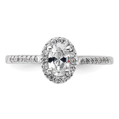 14K White Gold Lab Grown Diamond Oval Halo Complete Engagement Ring
