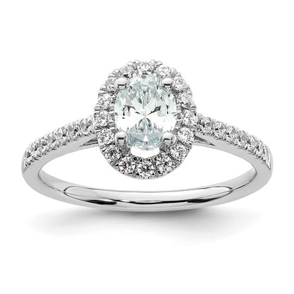 14K White Gold Lab Grown Diamond Oval Halo Complete Engagement Ring