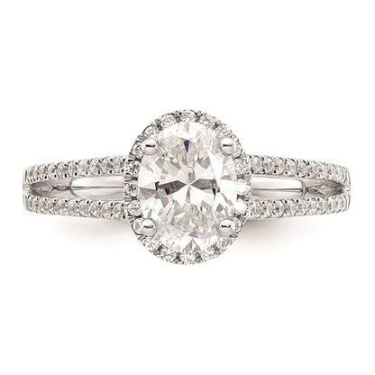 14K White Gold Halo Plus (Holds 3/4 carat (7.5x5.0mm) Oval Center) 1/3 carat Diamond Semi-Mount Engagement Ring