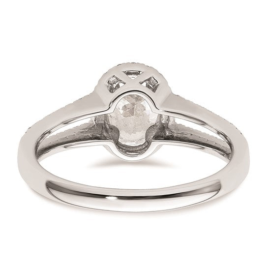 14K White Gold Halo Plus (Holds 3/4 carat (7.5x5.0mm) Oval Center) 1/3 carat Diamond Semi-Mount Engagement Ring