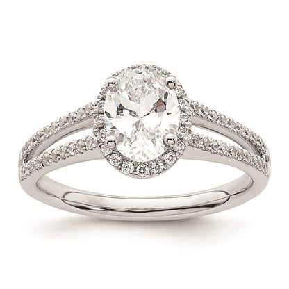 14K White Gold Halo Plus (Holds 3/4 carat (7.5x5.0mm) Oval Center) 1/3 carat Diamond Semi-Mount Engagement Ring