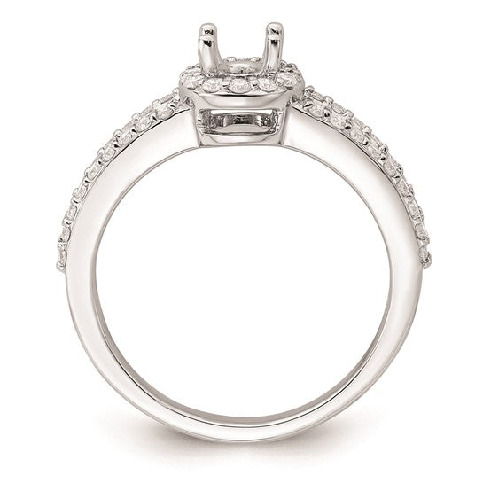 14K White Gold Halo Plus (Holds 1/2 carat (6x4mm) Oval Center) 1/2 carat Diamond Semi-Mount Engagement Ring