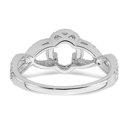 14K White Gold Halo Twist (Holds 1/2 carat (6.5x4.5mm) Oval Center) 1/2 carat Diamond Semi-Mount Engagement Ring