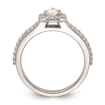 14K White Gold Halo Plus (Holds 1/2 carat (6x4mm) Pear Center) 5/8 carat Diamond Semi-Mount Engagement Ring