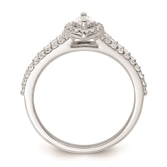 14K White Gold Halo Plus (Holds 1/4 carat (6x3mm) Marquise Center) 1/2 carat Diamond Semi-Mount Engagement Ring