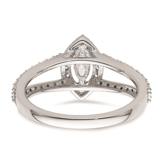 14K White Gold Halo Plus (Holds 1/4 carat (6x3mm) Marquise Center) 1/2 carat Diamond Semi-Mount Engagement Ring