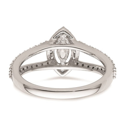 14K White Gold Halo Plus (Holds 1/4 carat (6x3mm) Marquise Center) 1/2 carat Diamond Semi-Mount Engagement Ring