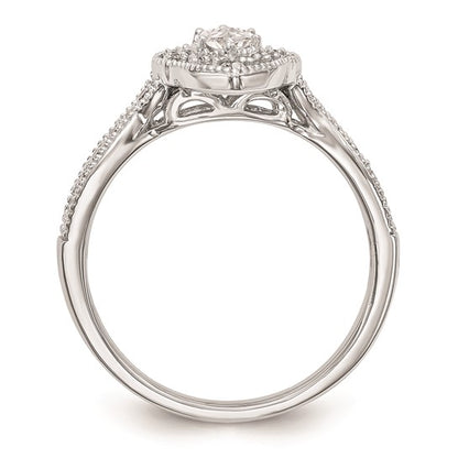 14K White Gold Halo Plus (Holds 3/8 carat (7.0x3.5mm) Marquise Center) 1/3 carat Diamond Semi-Mount Engagement Ring