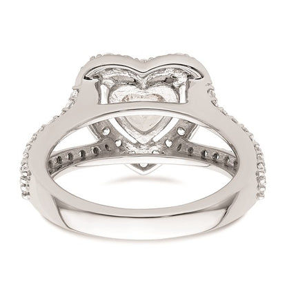 14K White Gold Halo Plus (Holds 1.5 carat (7.5mm) Heart Center) 1 carat Diamond Semi-Mount Engagement Ring