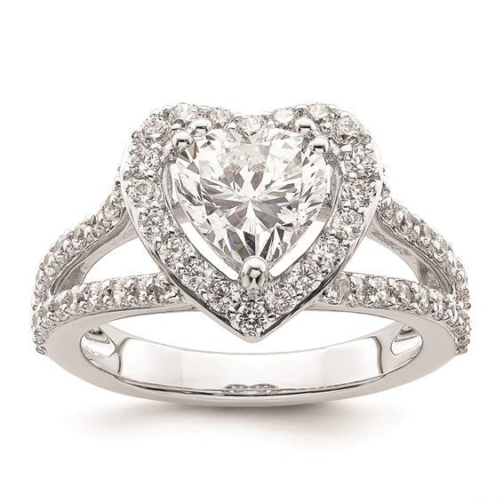 14K White Gold Halo Plus (Holds 1.5 carat (7.5mm) Heart Center) 1 carat Diamond Semi-Mount Engagement Ring