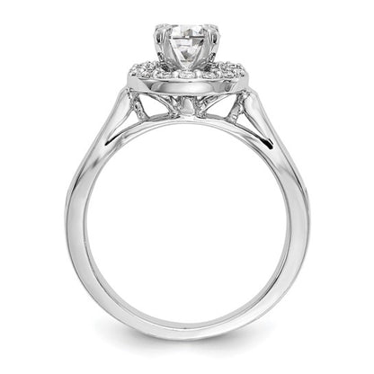 14K White Gold Round Diamond Semi-Mount Halo Engagement Ring